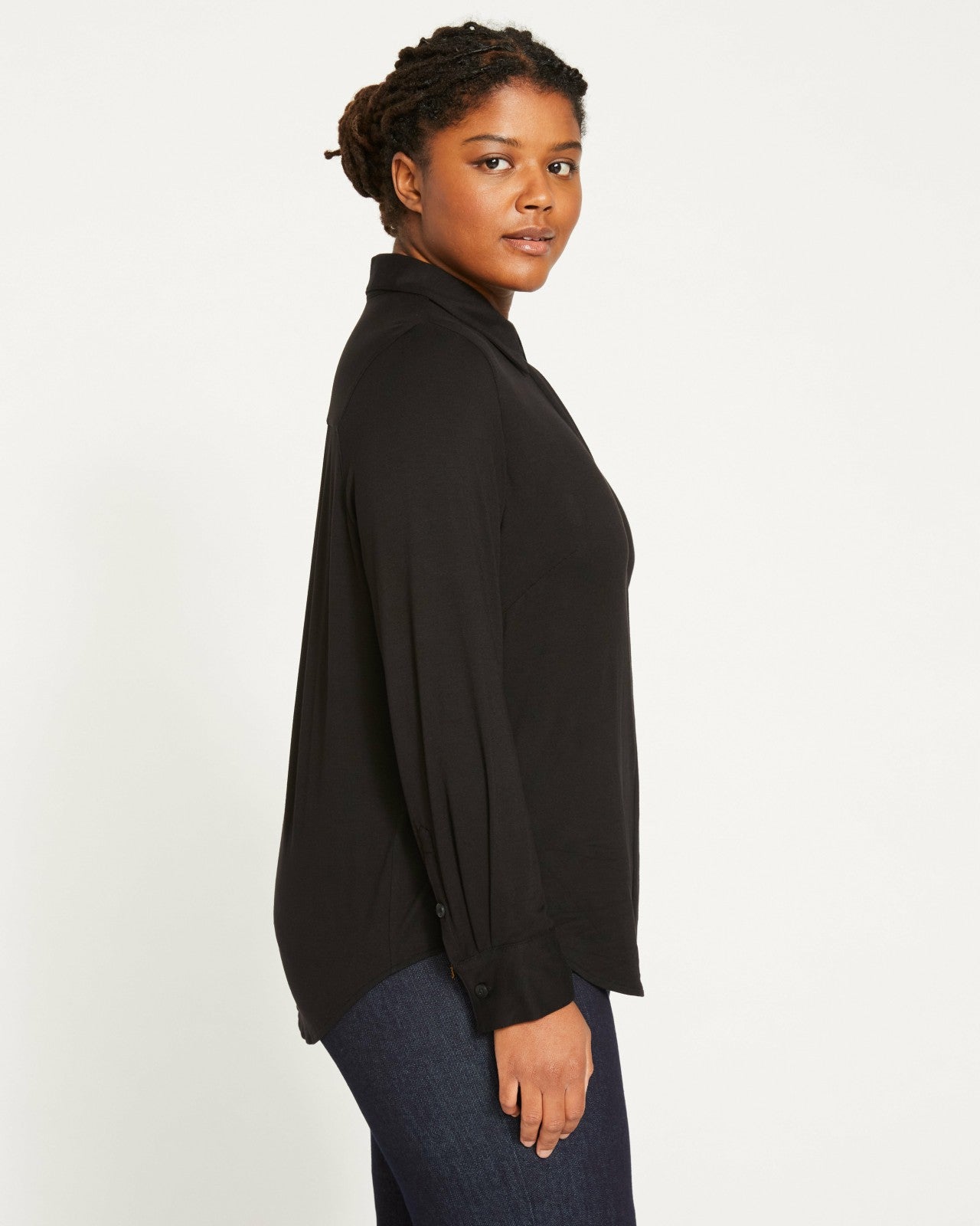 Universal Standard Elbe Liquid Jersey Shirt Classic Fit - Black