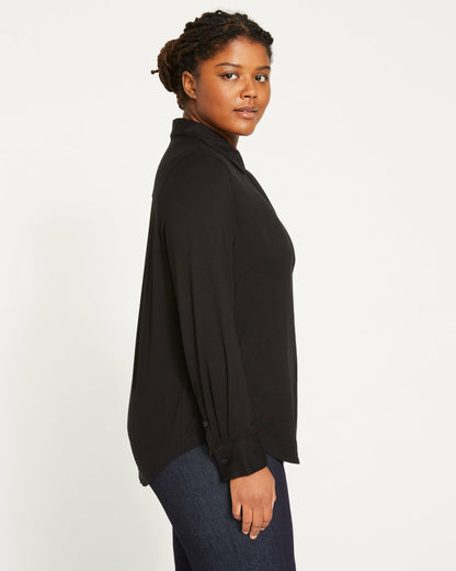 Universal Standard Elbe Liquid Jersey Shirt Classic Fit - Black
