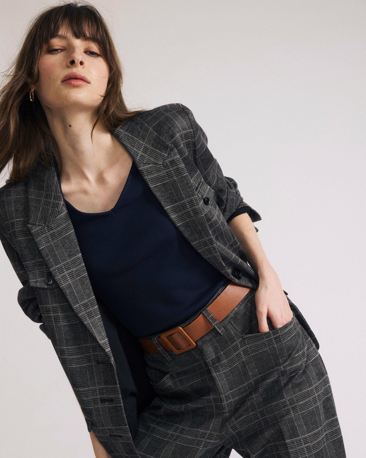 Universal Standard 4 Pocket Ponte Blazer - British Plaid