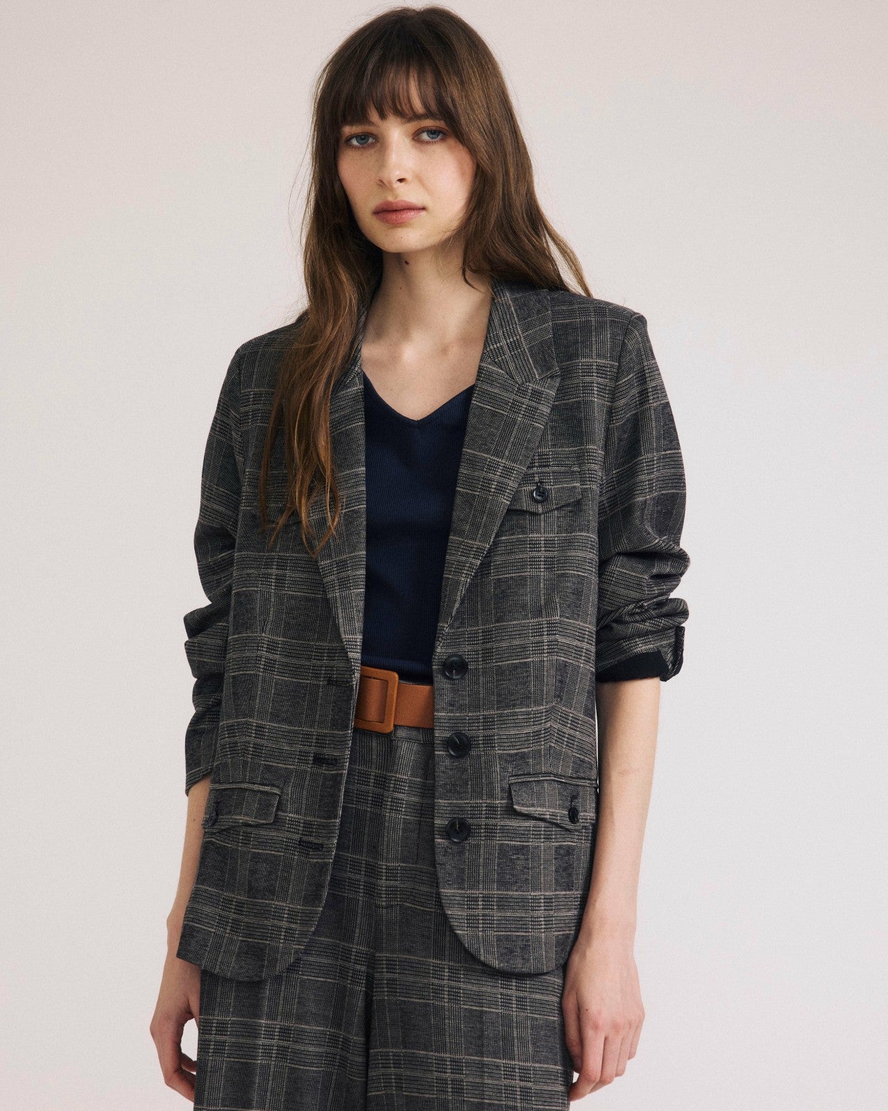 Universal Standard 4 Pocket Ponte Blazer - British Plaid