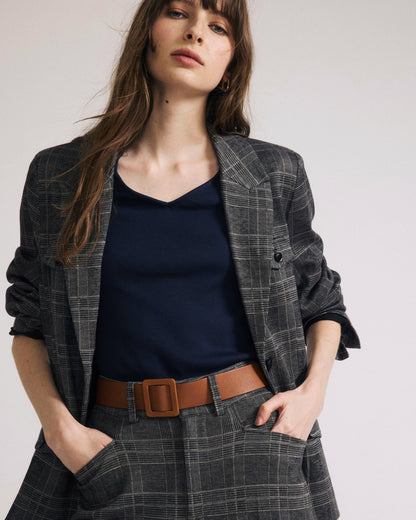 Universal Standard 4 Pocket Ponte Blazer - British Plaid