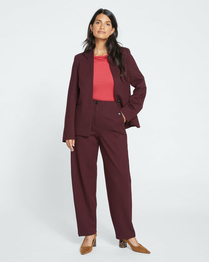 Universal Standard Lennox Collarless Ponte Blazer - Black Cherry