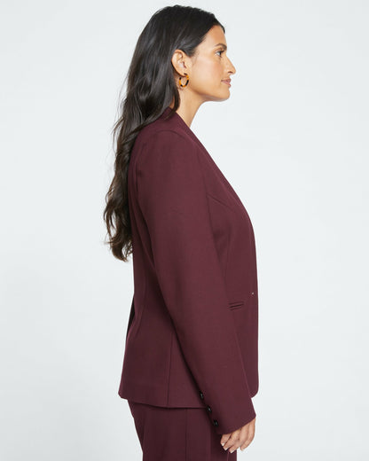 Universal Standard Lennox Collarless Ponte Blazer - Black Cherry