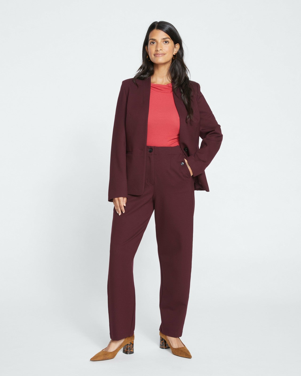 Universal Standard Audrey Tailored Ponte Pants - Black Cherry