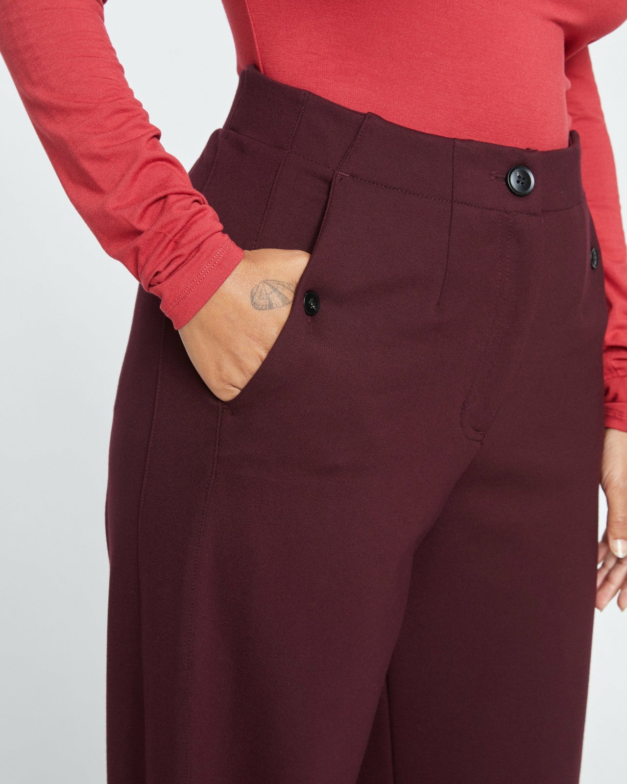 Universal Standard Audrey Tailored Ponte Pants - Black Cherry