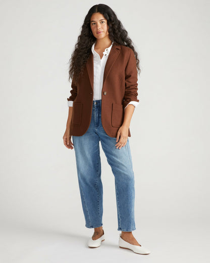 Universal Standard Kidjo Tailored Wool Jacket - Grizzly