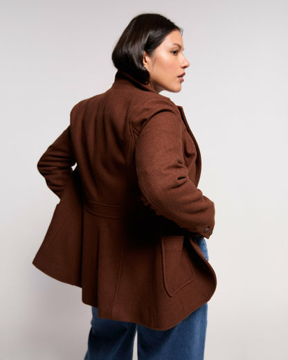 Universal Standard Kidjo Tailored Wool Jacket - Grizzly