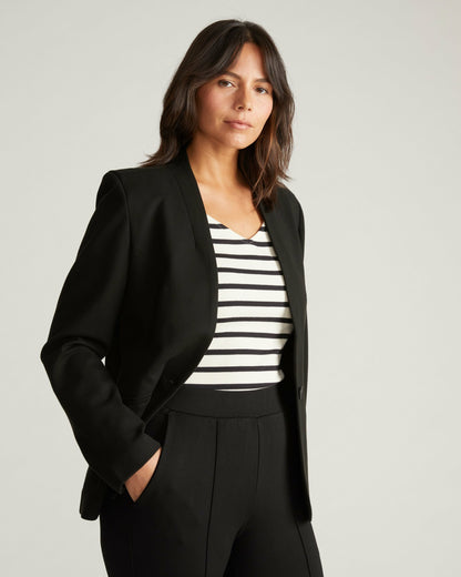 Universal Standard Lennox Collarless Ponte Blazer - Black