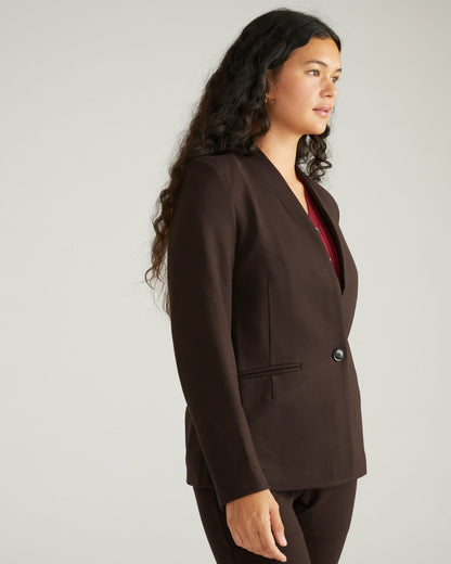 Universal Standard Lennox Collarless Ponte Blazer - Espresso