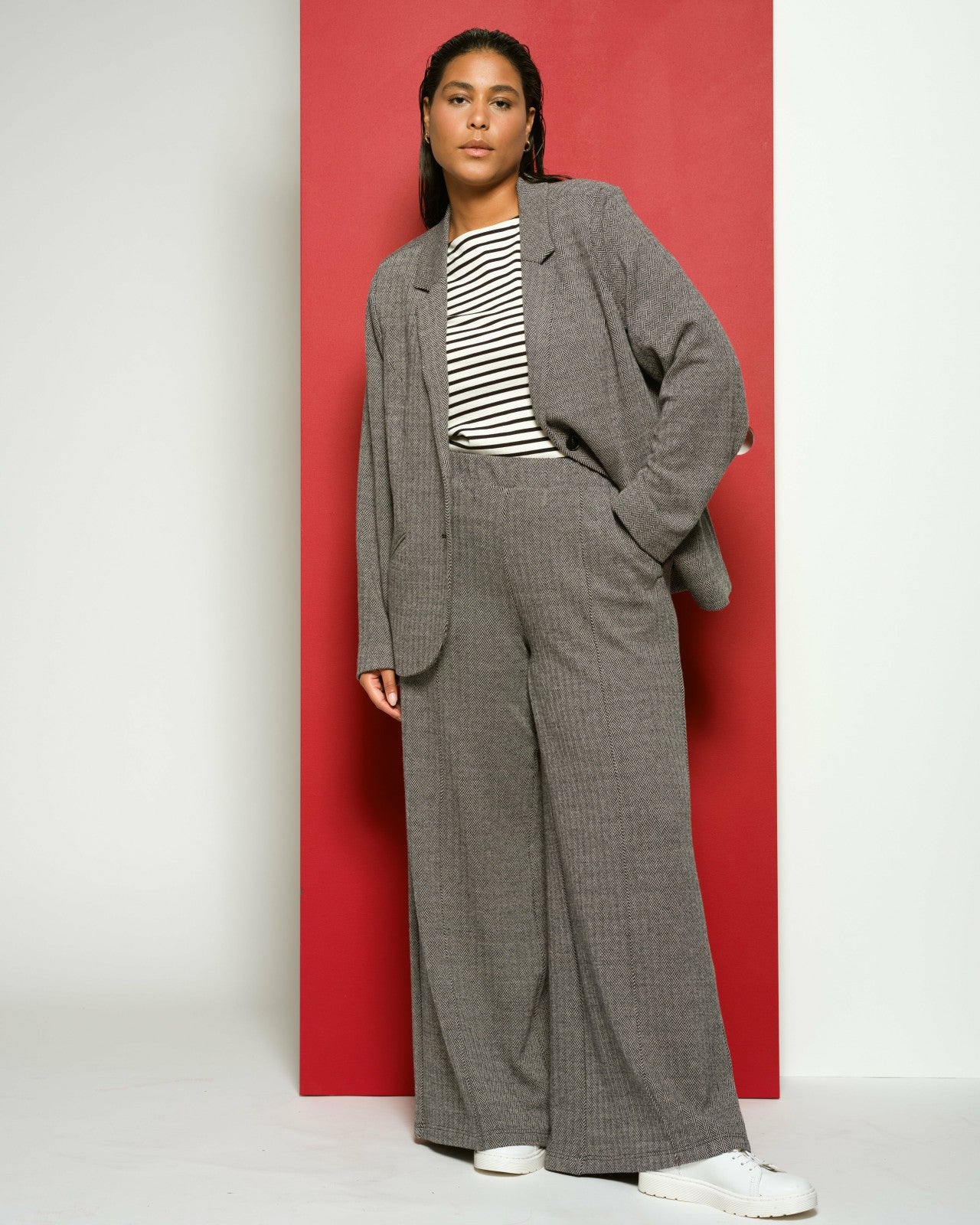 Universal Standard Beas Ponte Blazer - Herringbone Tweed