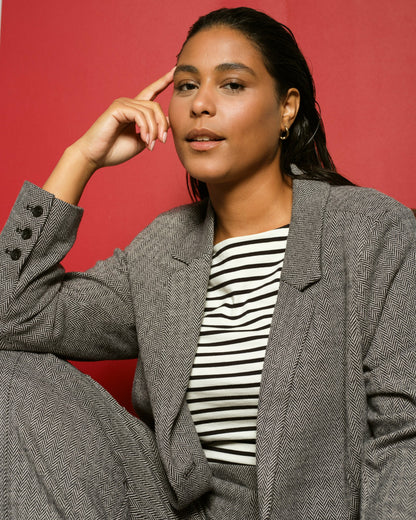Universal Standard Beas Ponte Blazer - Herringbone Tweed