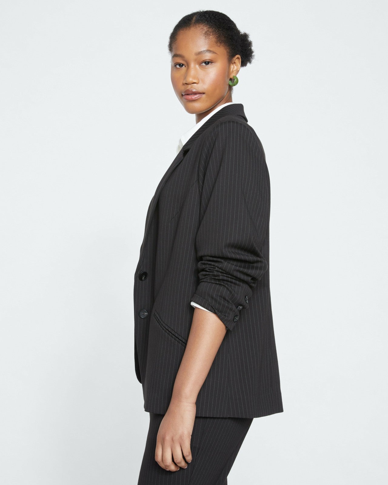 Universal Standard Beas Ponte Blazer - Slate Pinstripe