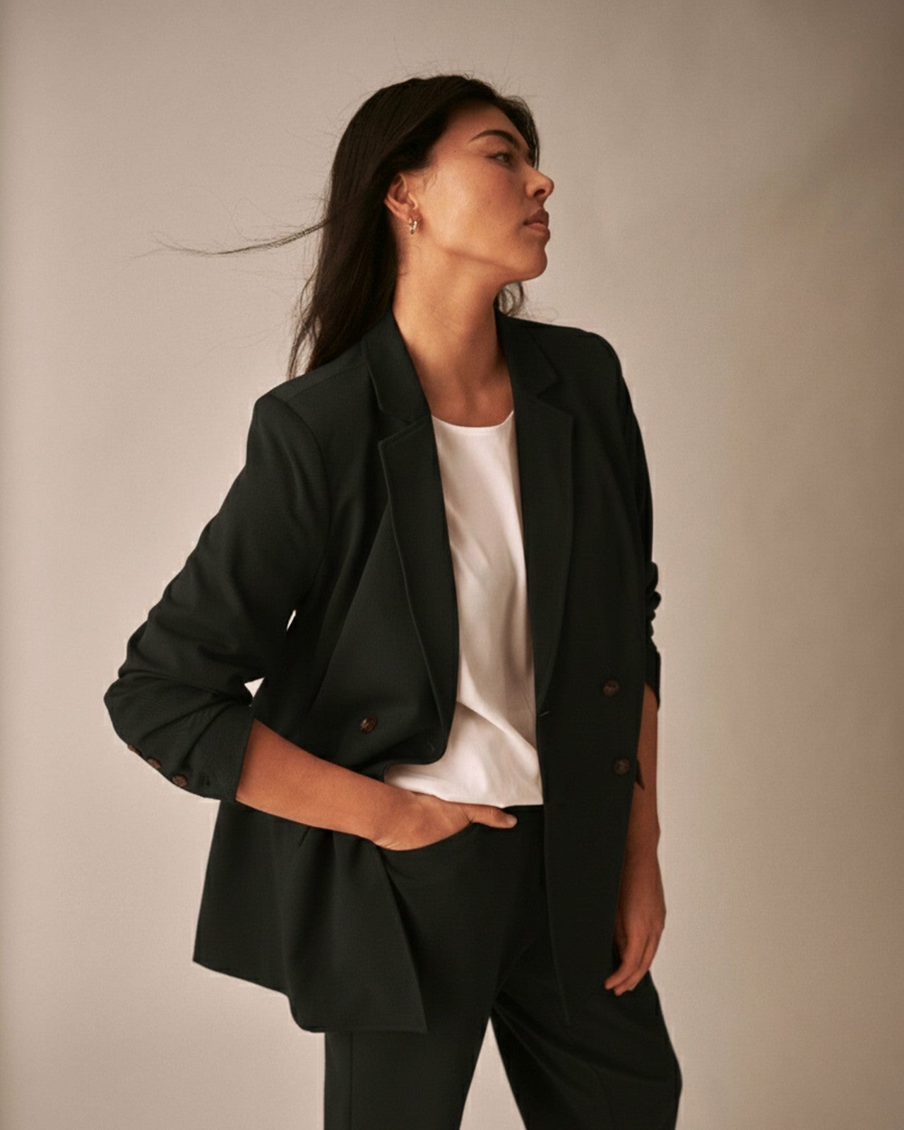 Universal Standard All Day Warren Double Breasted Blazer - Black