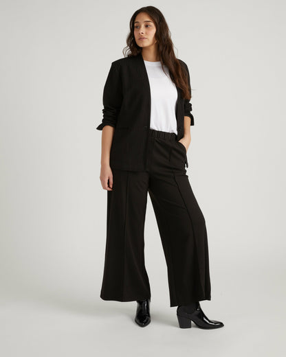 Universal Standard Lennox Collarless Ponte Blazer - Slate Pinstripe