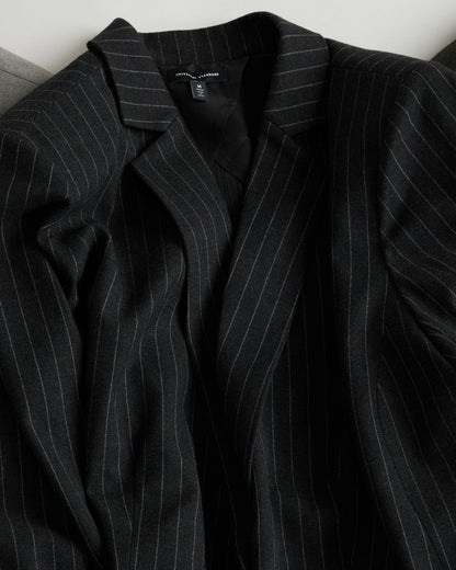Universal Standard Lennox Collarless Ponte Blazer - Slate Pinstripe