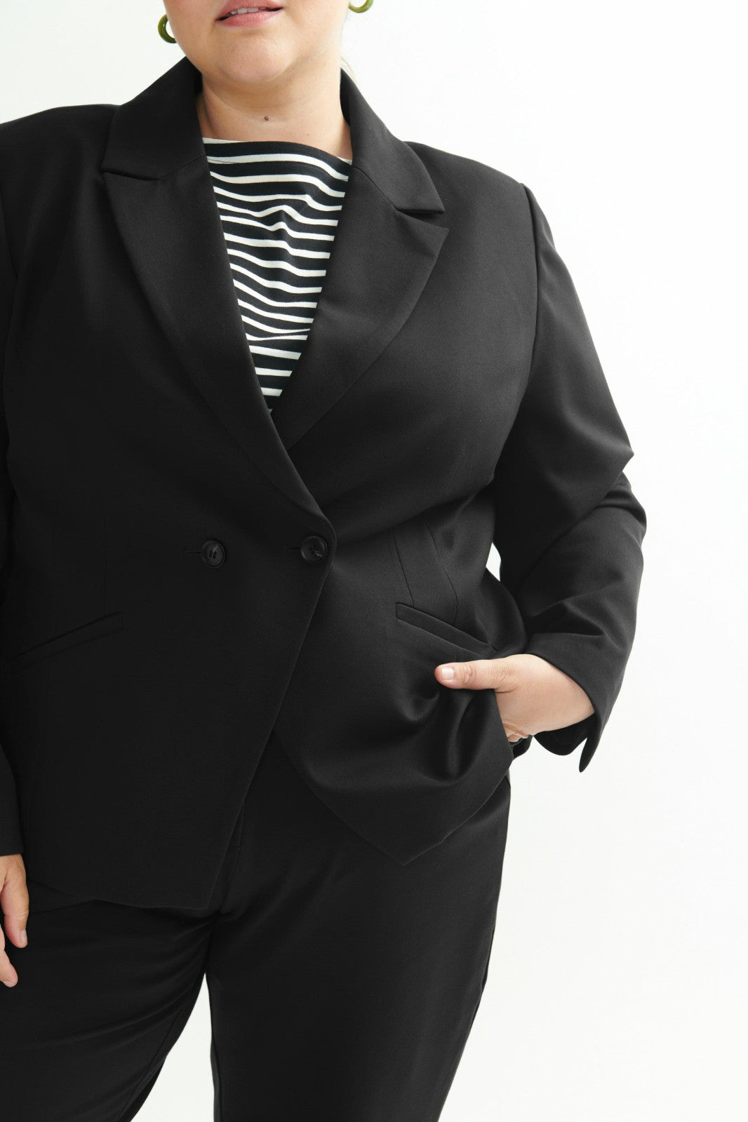 Universal Standard Bianca Double Breasted Ponte Blazer - Black