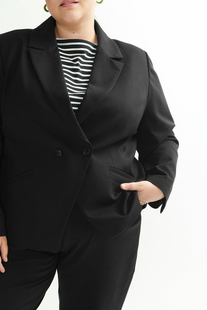 Universal Standard Bianca Double Breasted Ponte Blazer - Black