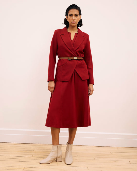 Universal Standard Bianca Double Breasted Ponte Blazer - Garnet