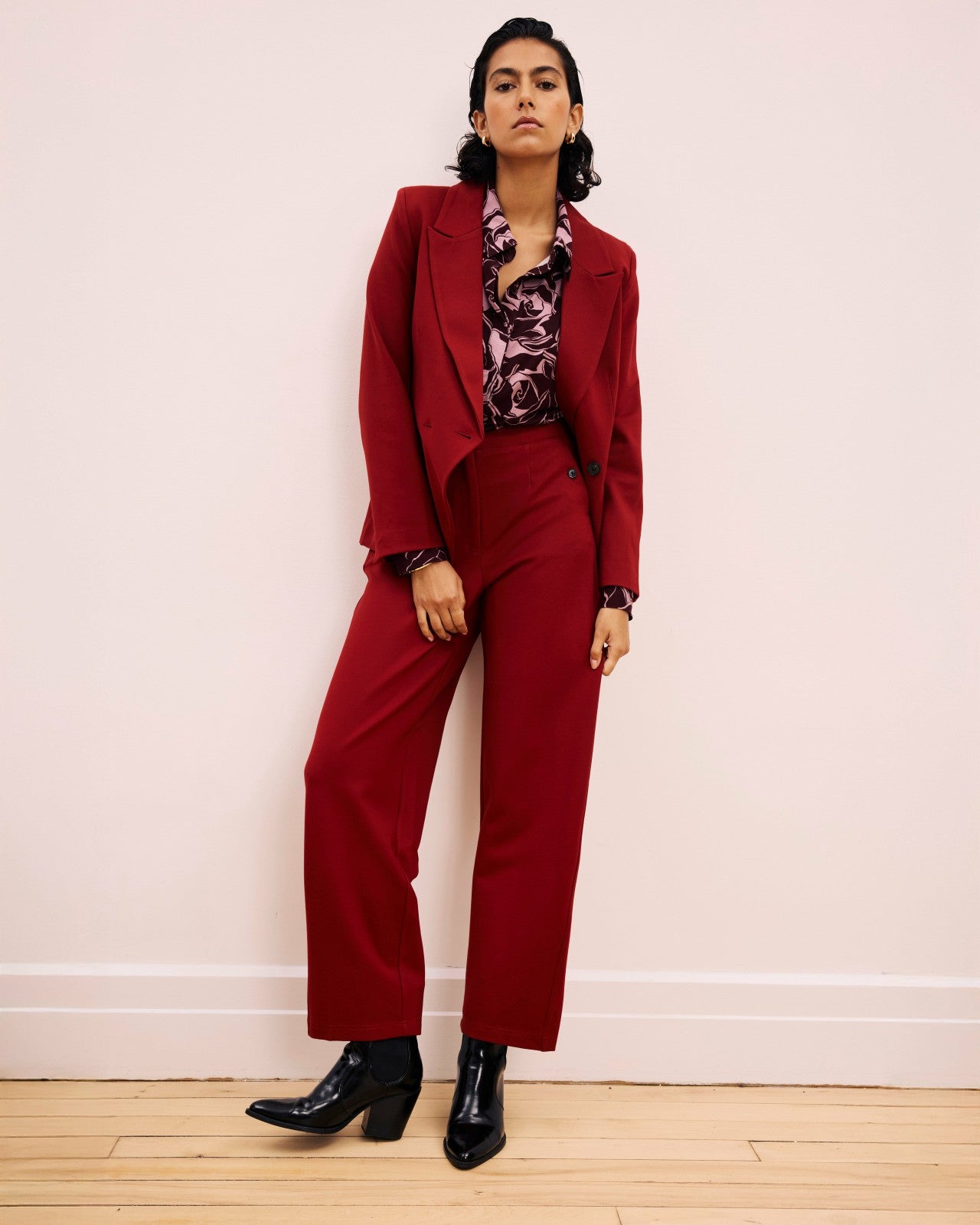 Universal Standard Bianca Double Breasted Ponte Blazer - Garnet
