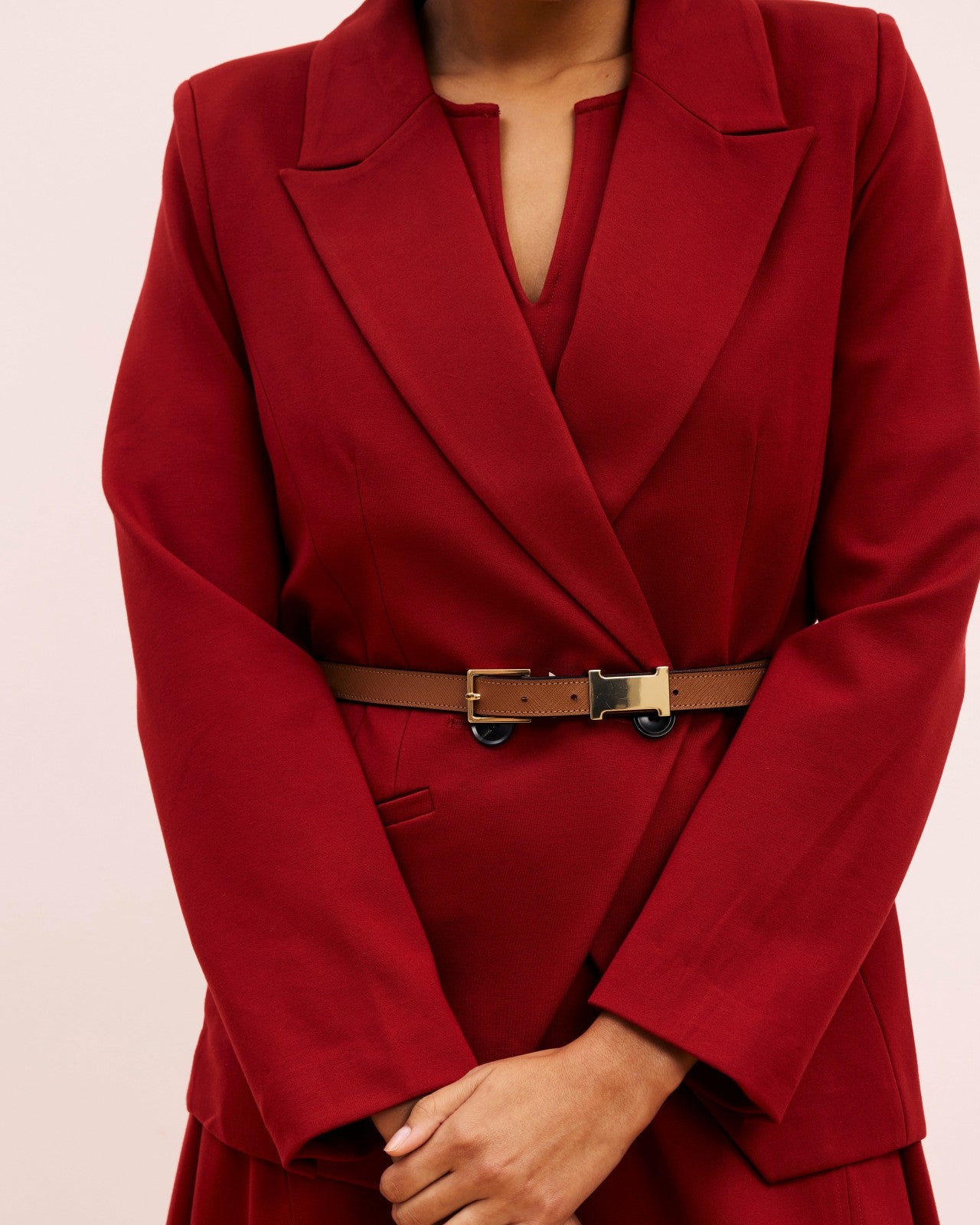 Universal Standard Bianca Double Breasted Ponte Blazer - Garnet