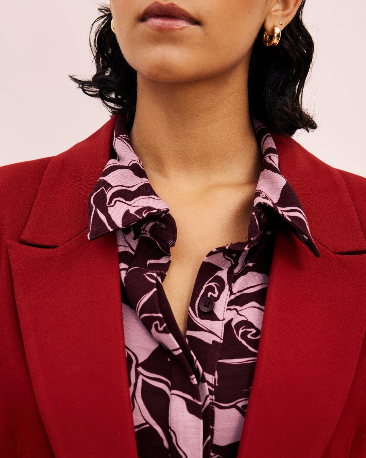 Universal Standard Bianca Double Breasted Ponte Blazer - Garnet