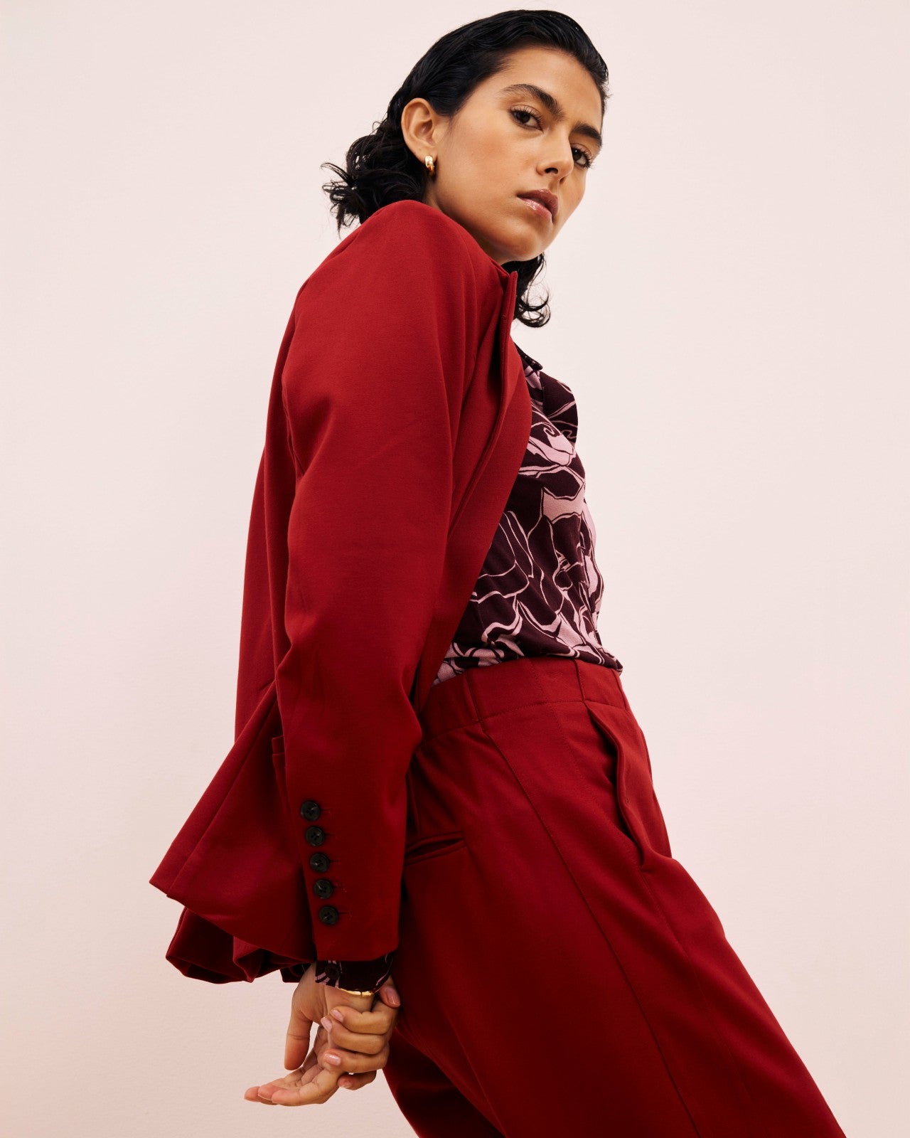 Universal Standard Bianca Double Breasted Ponte Blazer - Garnet