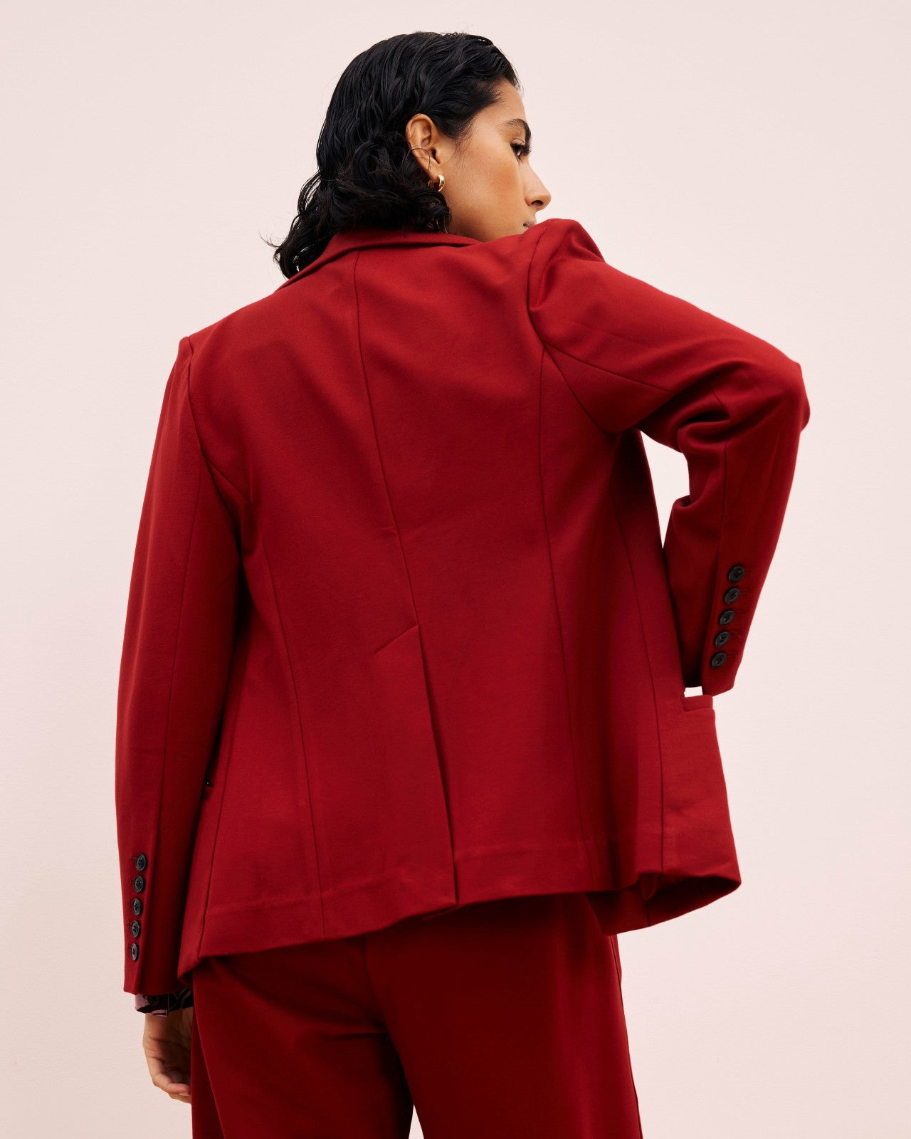 Universal Standard Bianca Double Breasted Ponte Blazer - Garnet