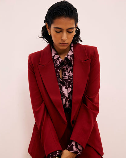 Universal Standard Bianca Double Breasted Ponte Blazer - Garnet