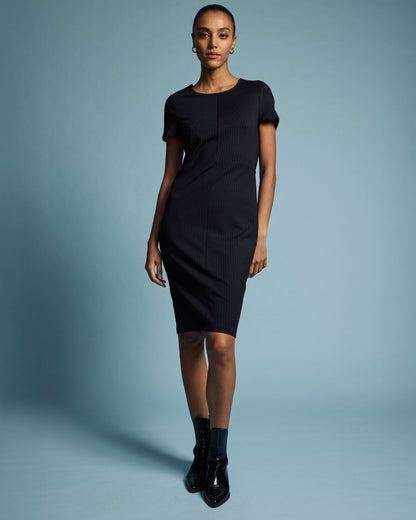 Universal Standard Executive Ponte Dress - Slate Pinstripe