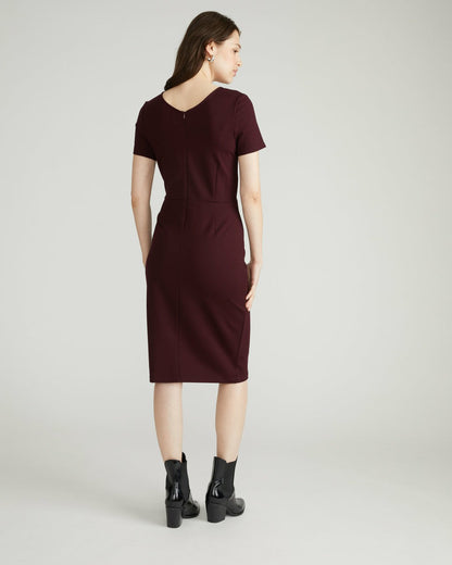Universal Standard Executive V Neck Ponte Dress - Black Cherry