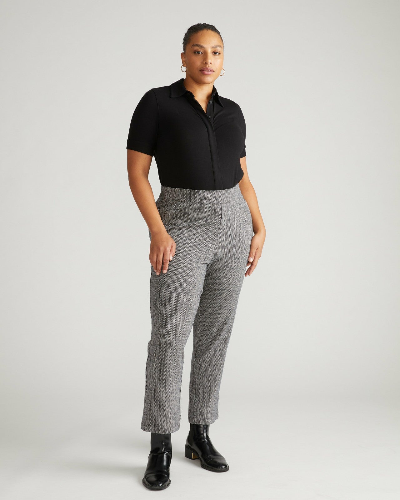 Universal Standard Amaya Ponte Kick Flare Pants - Herringbone Tweed