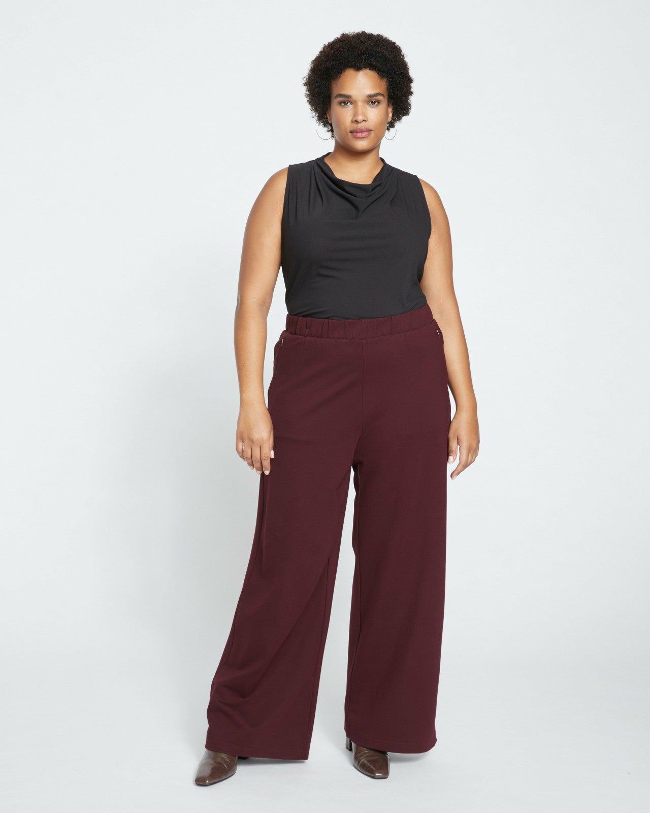 Universal Standard Stephanie Wide Leg Ponte Pants - Black Cherry