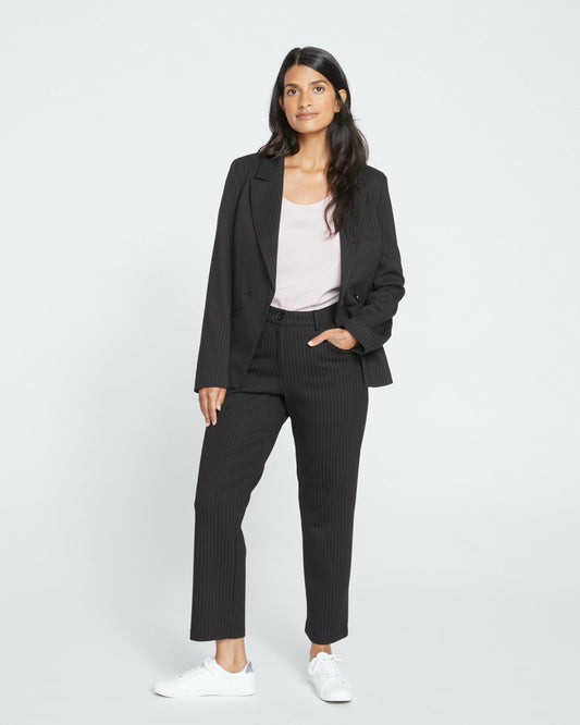Universal Standard Cigarette Ponte Pants - Slate Pinstripe