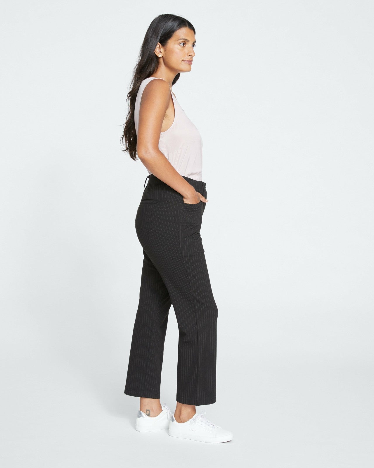Universal Standard Cigarette Ponte Pants - Slate Pinstripe
