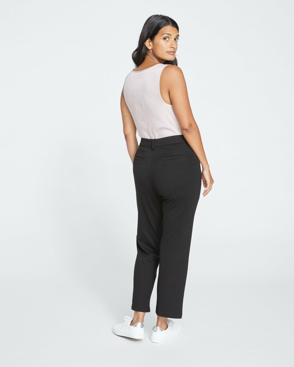 Universal Standard Cigarette Ponte Pants - Slate Pinstripe