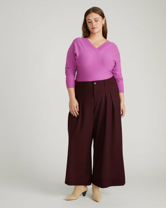 Universal Standard Palais Wide Leg Ponte Pants - Black Cherry