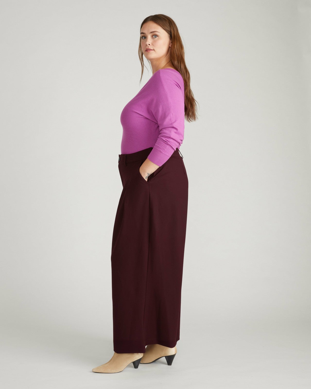 Universal Standard Palais Wide Leg Ponte Pants - Black Cherry