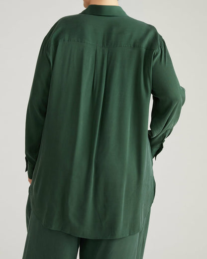 Universal Standard Cooling Stretch Cupro Artist Shirt - Forest Green