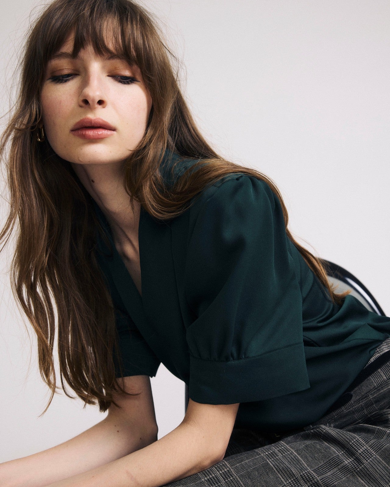 Universal Standard Beatrice Soft Satin Top - Forest Green