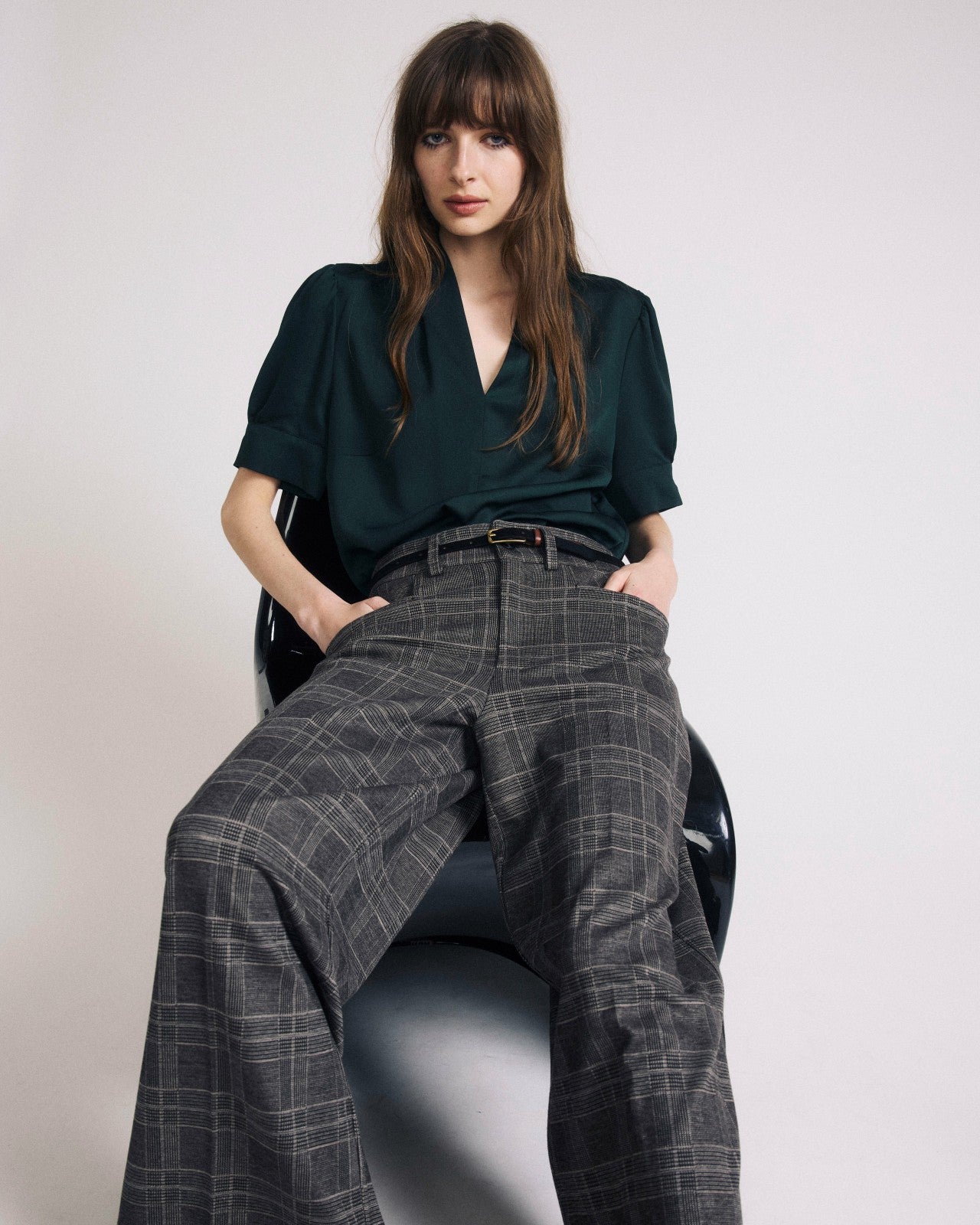 Universal Standard Beatrice Soft Satin Top - Forest Green