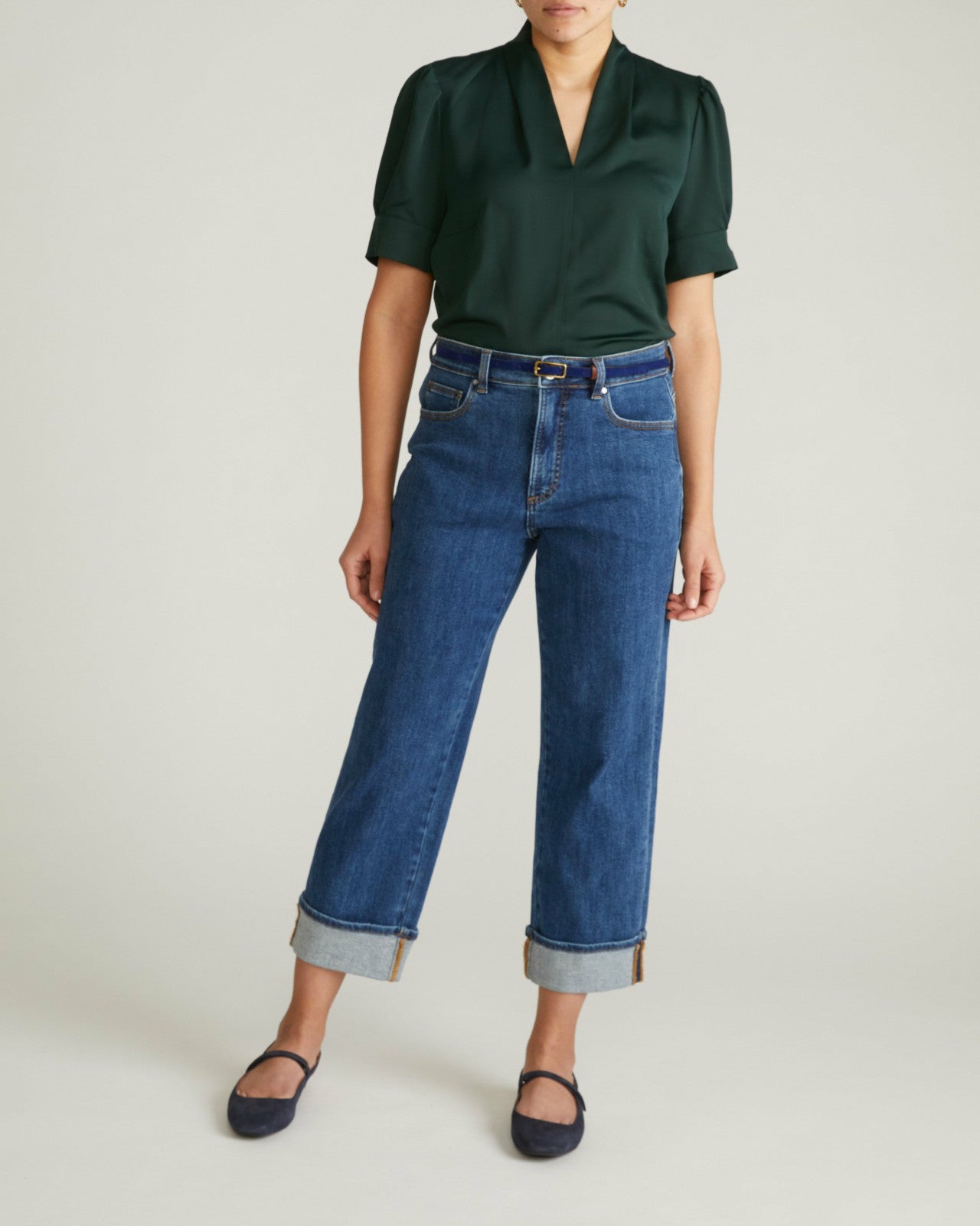 Universal Standard Beatrice Soft Satin Top - Forest Green