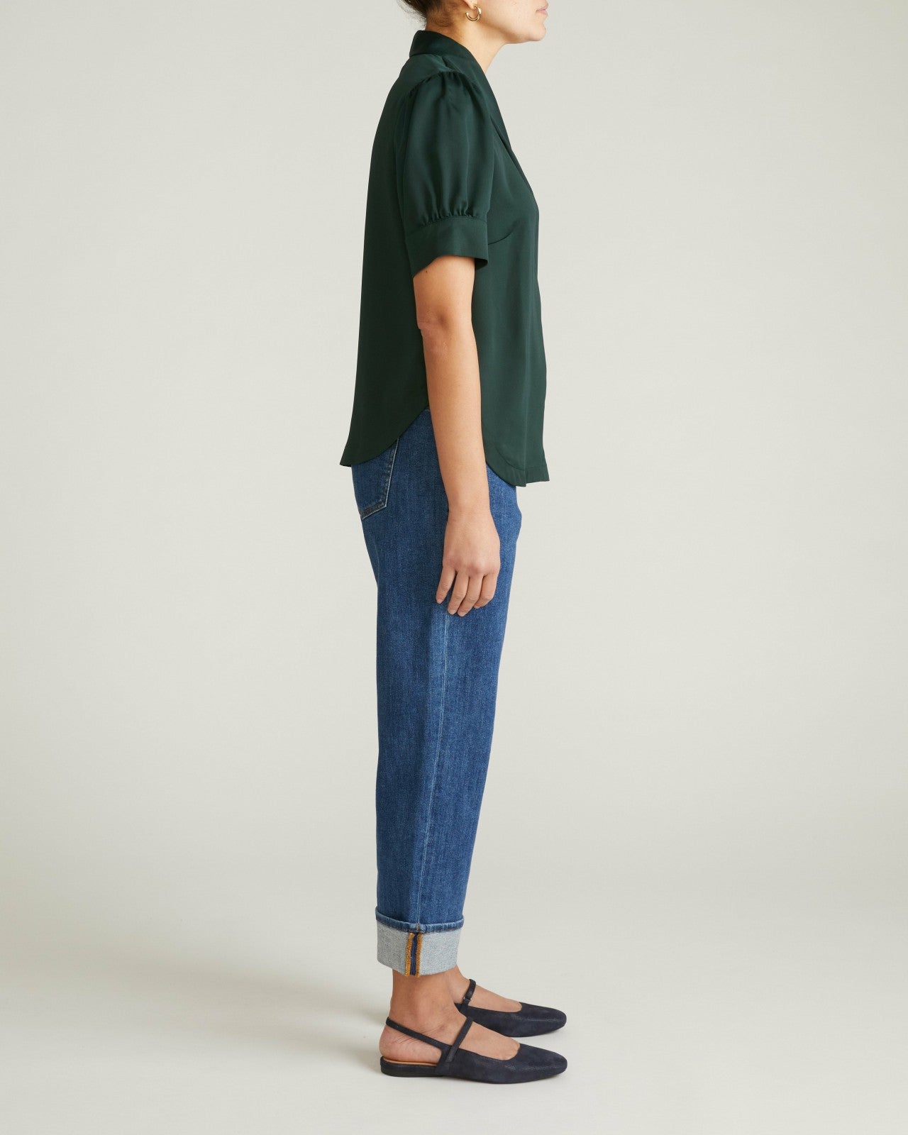 Universal Standard Beatrice Soft Satin Top - Forest Green