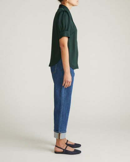 Universal Standard Beatrice Soft Satin Top - Forest Green