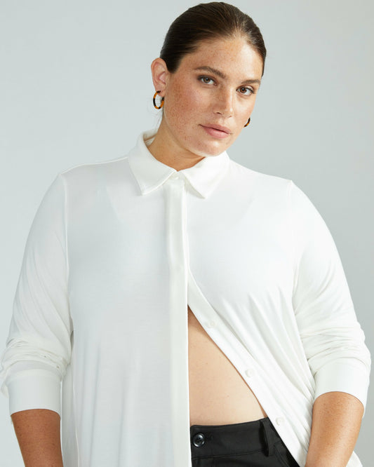 Universal Standard Elbe Liquid Jersey Shirt Classic Fit - White