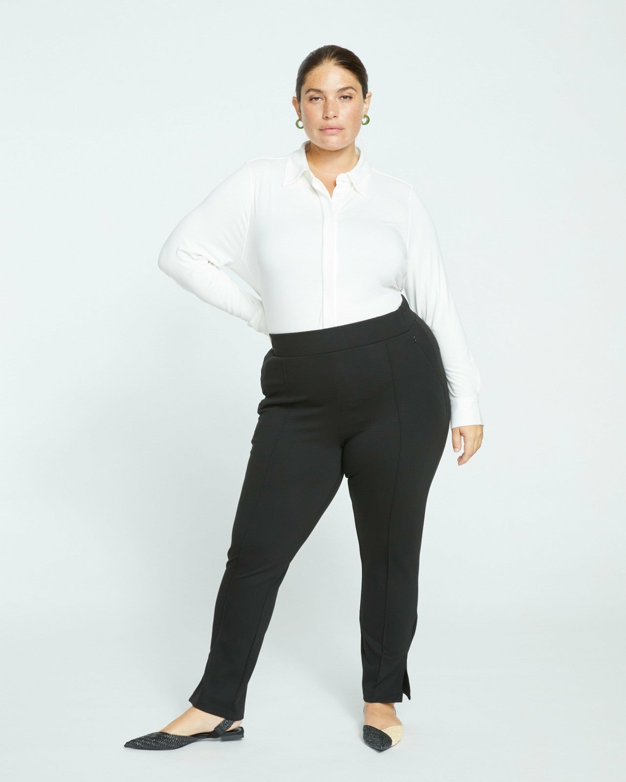 Universal Standard Elbe Liquid Jersey Shirt Classic Fit - White