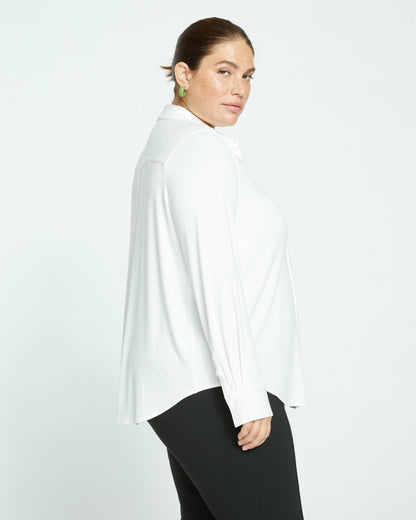 Universal Standard Elbe Liquid Jersey Shirt Classic Fit - White