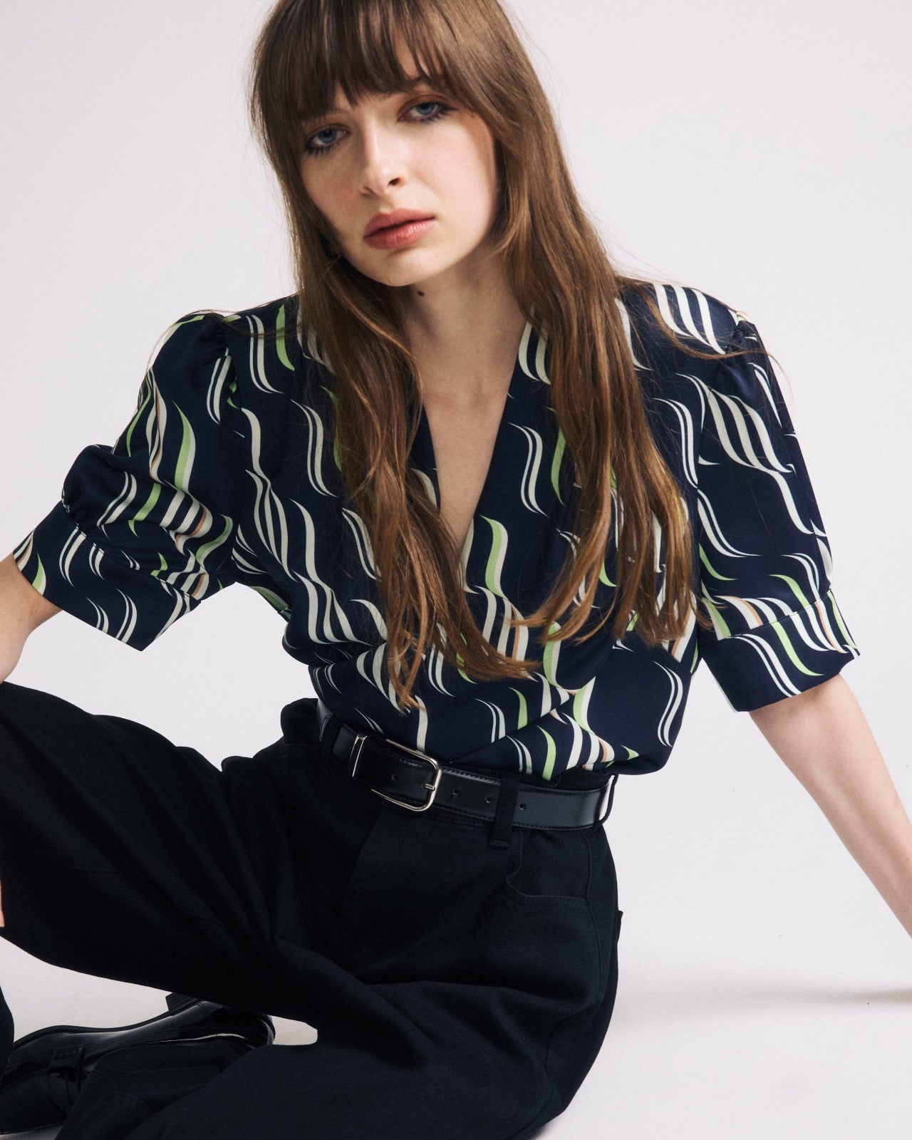 Universal Standard Beatrice Soft Satin Top - Paddington Ribbon Print