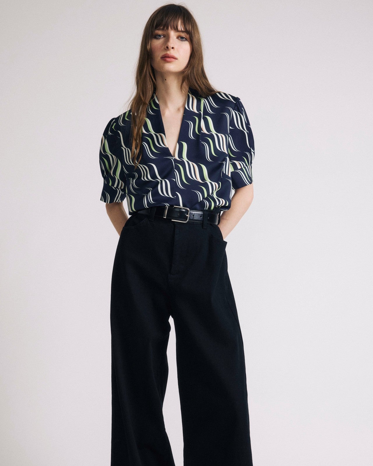 Universal Standard Beatrice Soft Satin Top - Paddington Ribbon Print