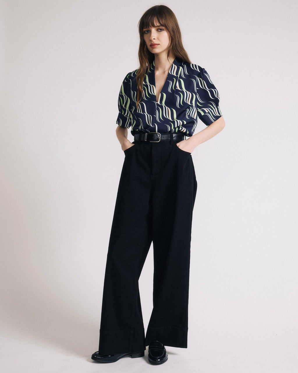 Universal Standard Beatrice Soft Satin Top - Paddington Ribbon Print