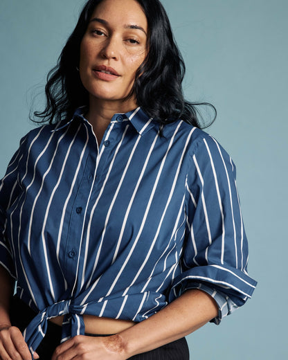 Universal Standard Henning x US Madison Shirt - Ensign Blue/White Stripe